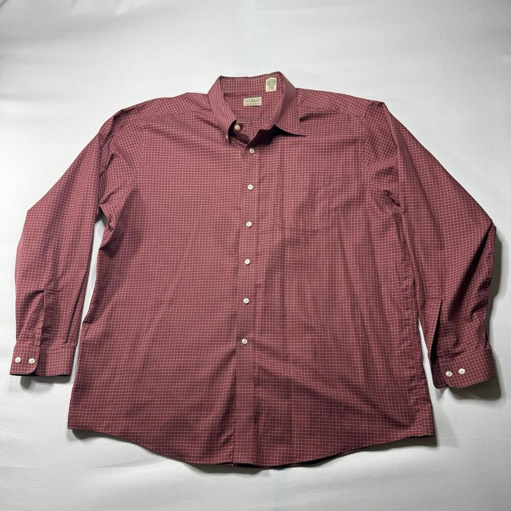 L.L.‎ Bean Men's Long Sleeve Red Check Button Up Shirt - Size 2XL*